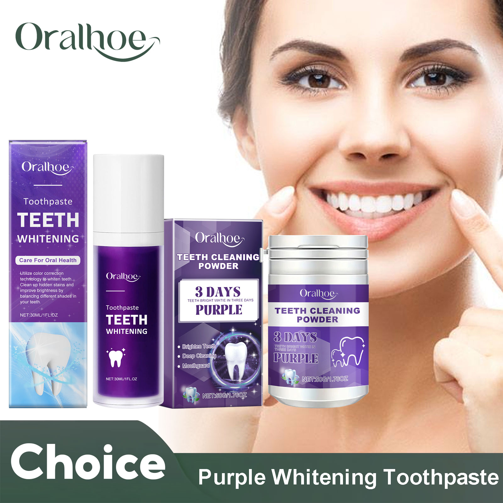 Teeth Whitening Instant - Purple Corrector Teeth Whitening Toothpaste Deep