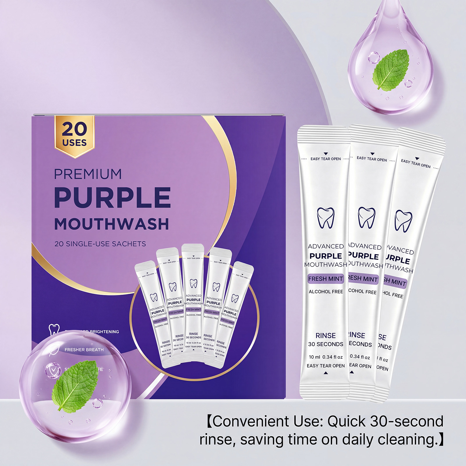 20/40 Pack Purple Mouthwash Fo - Teeth Whitening Gum review and price